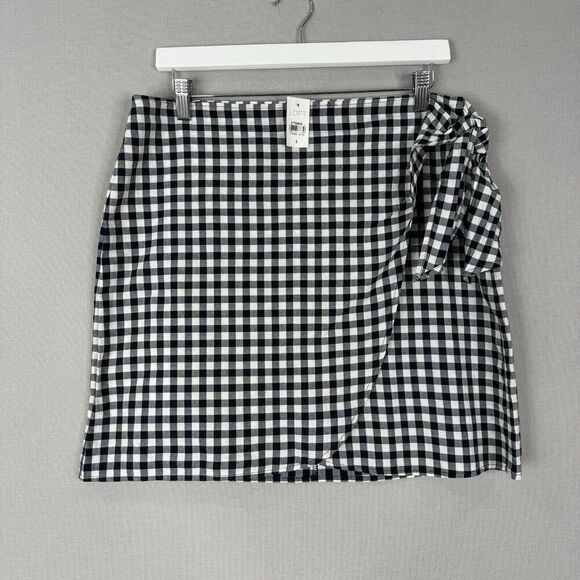 LOFT Dresses & Skirts - Loft Womens Skirt 8 Black Gingham Layered Wrap Cottagecore Retro Preppy Boho
